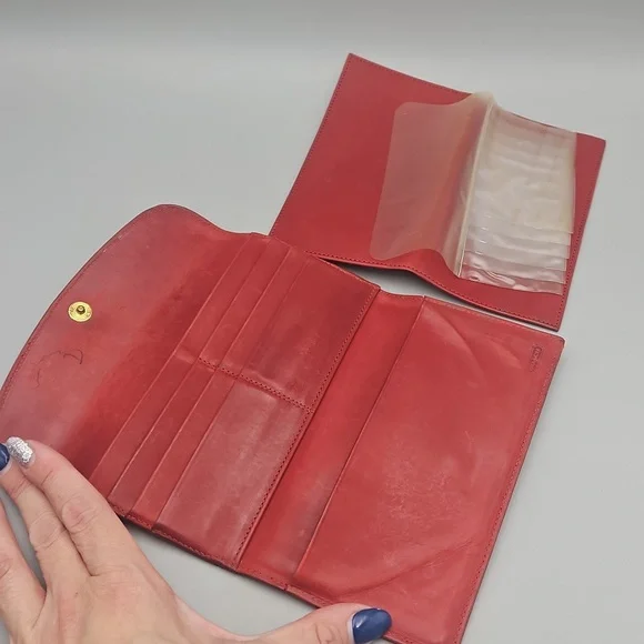 Vintage Coach Wallet Distressed Red Leather Checkbook Holder - Picture 14 of 16